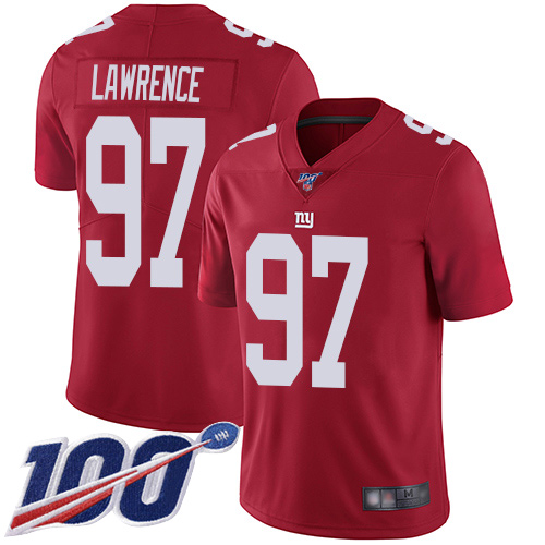 Men New York Giants #97 Dexter Lawrence Red Limited Red Inverted Legend 100th Season Football NFL Jersey